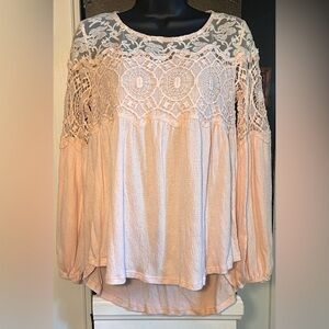 Lace Detail Peach Blouse bohemian boho whimsical hippie